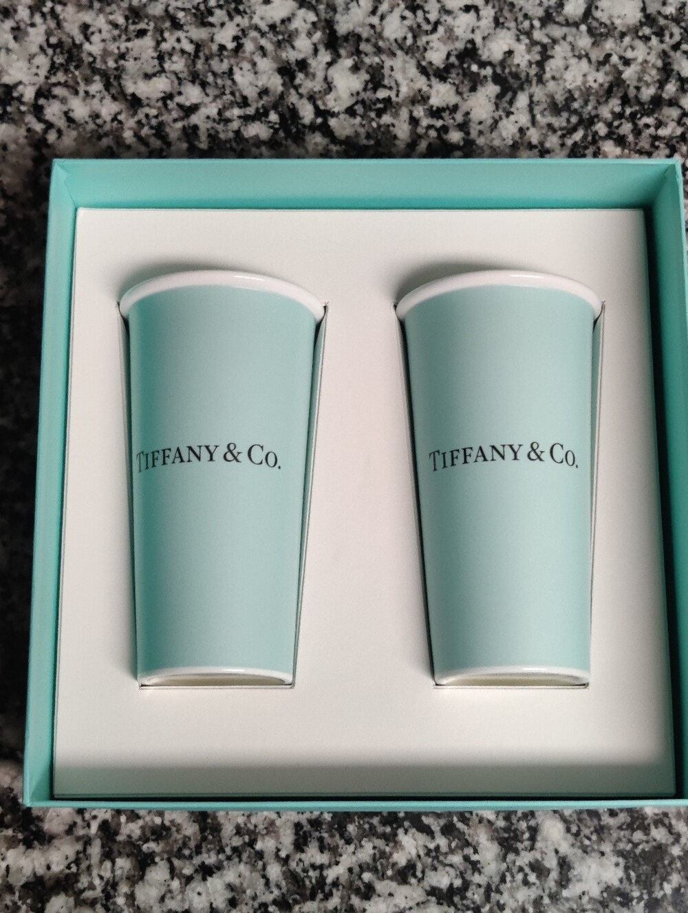 Tiffany & Co. Bone China Tumbler Set of 2 Blue w/ Original Box